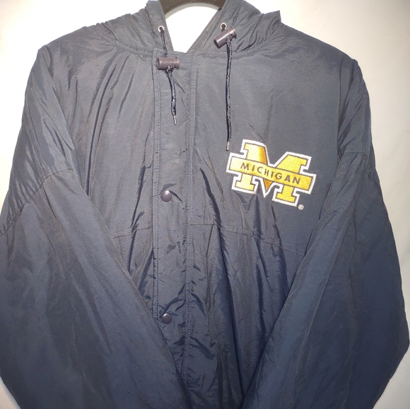 Vintage 90s Starter Michigan Wolverines Full Zip & Snap Hooded Jacket Sz/ Large - Picture 7 of 9